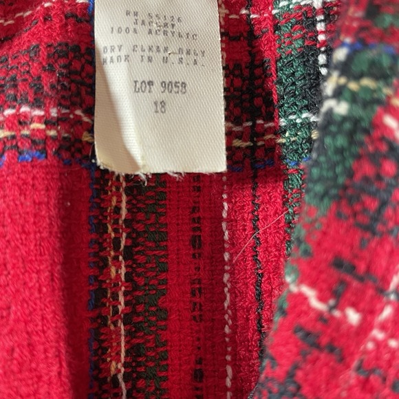 Vintage Positive Attitude Women's Size 18 Red Plaid Wool Blend Blazer Gold Trim - Picture 8 of 8